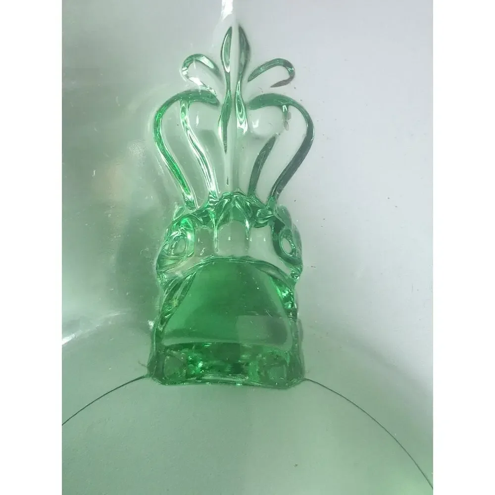 Vintage Fostoria #2470 Green Uranium Glass Four-Toed Console Bowl 11” 1930s